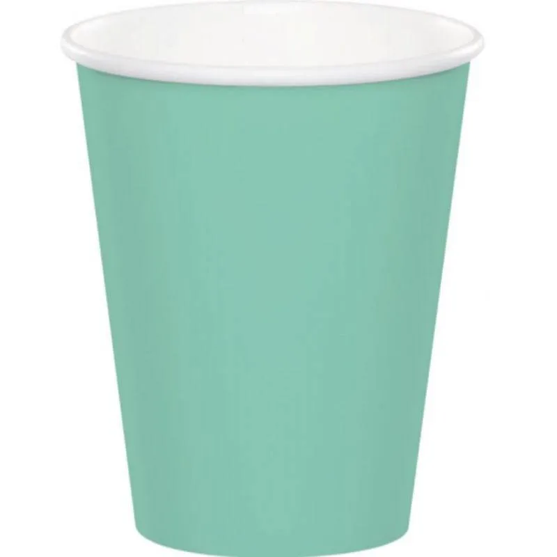 24 Pack Fresh Mint Green Paper Cups - 266ml