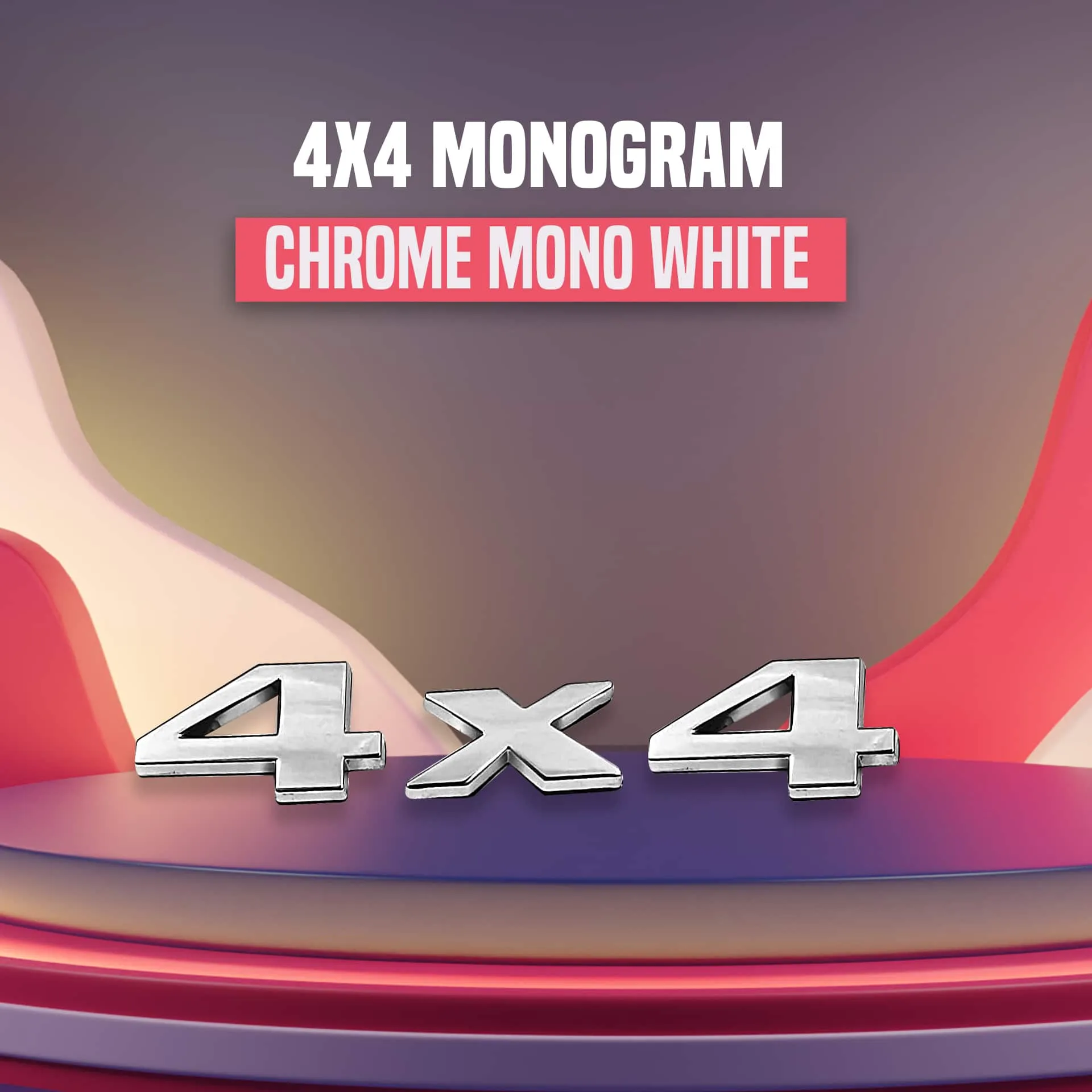 4x4 Chrome Mono - Emblem | Decal | Monogram | Logo