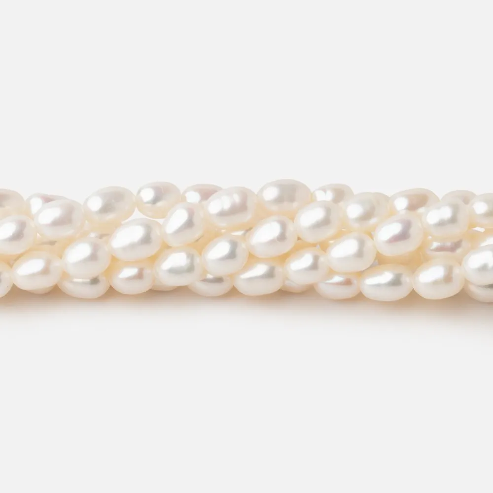 5.5x4mm Off White Oval Freshwater Pearl Beads 15.5 inch 69 pieces