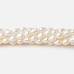 5.5x4mm Off White Oval Freshwater Pearl Beads 15.5 inch 69 pieces