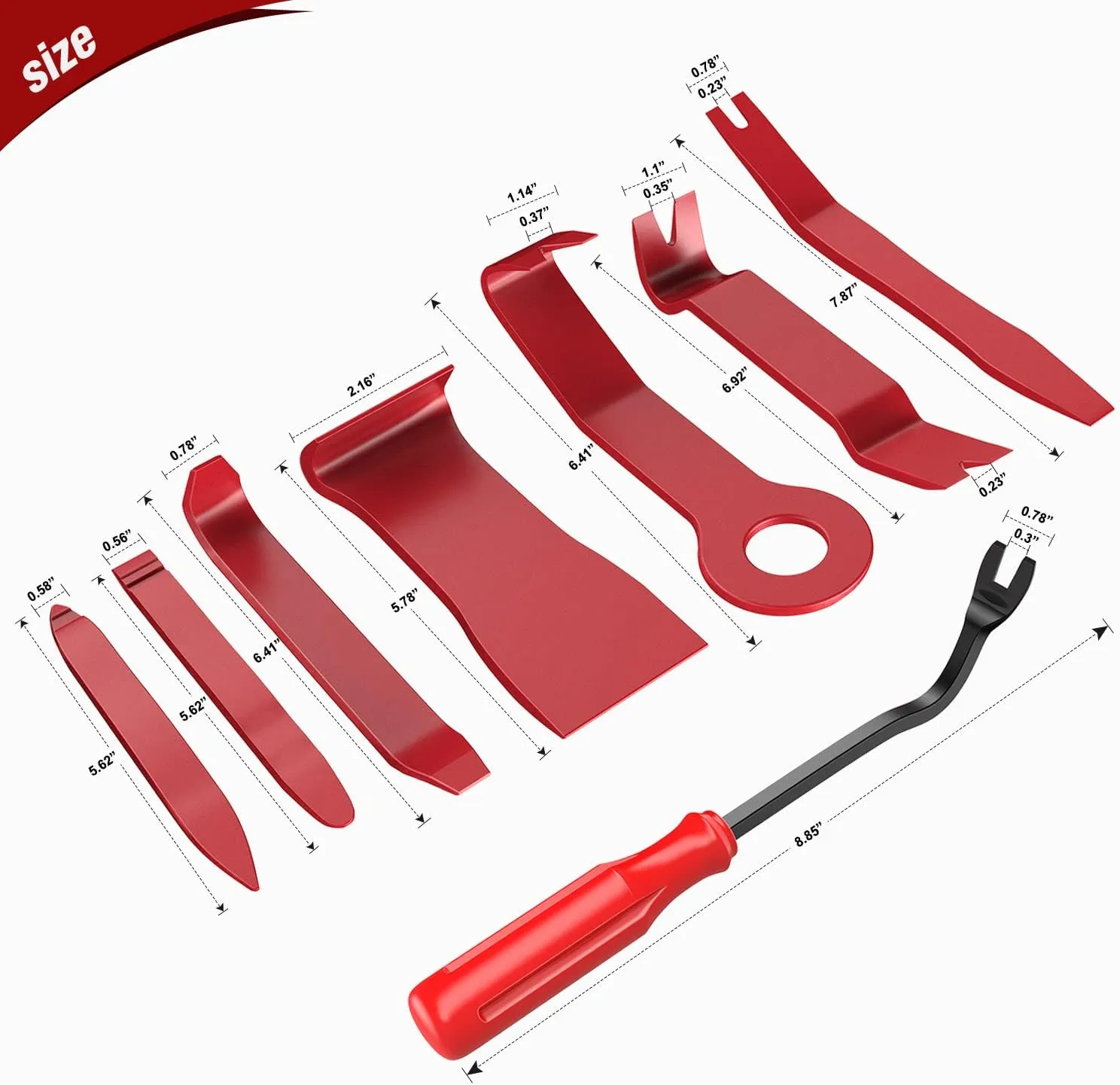 8 Pcs Auto Trim Removal Tool Set Red