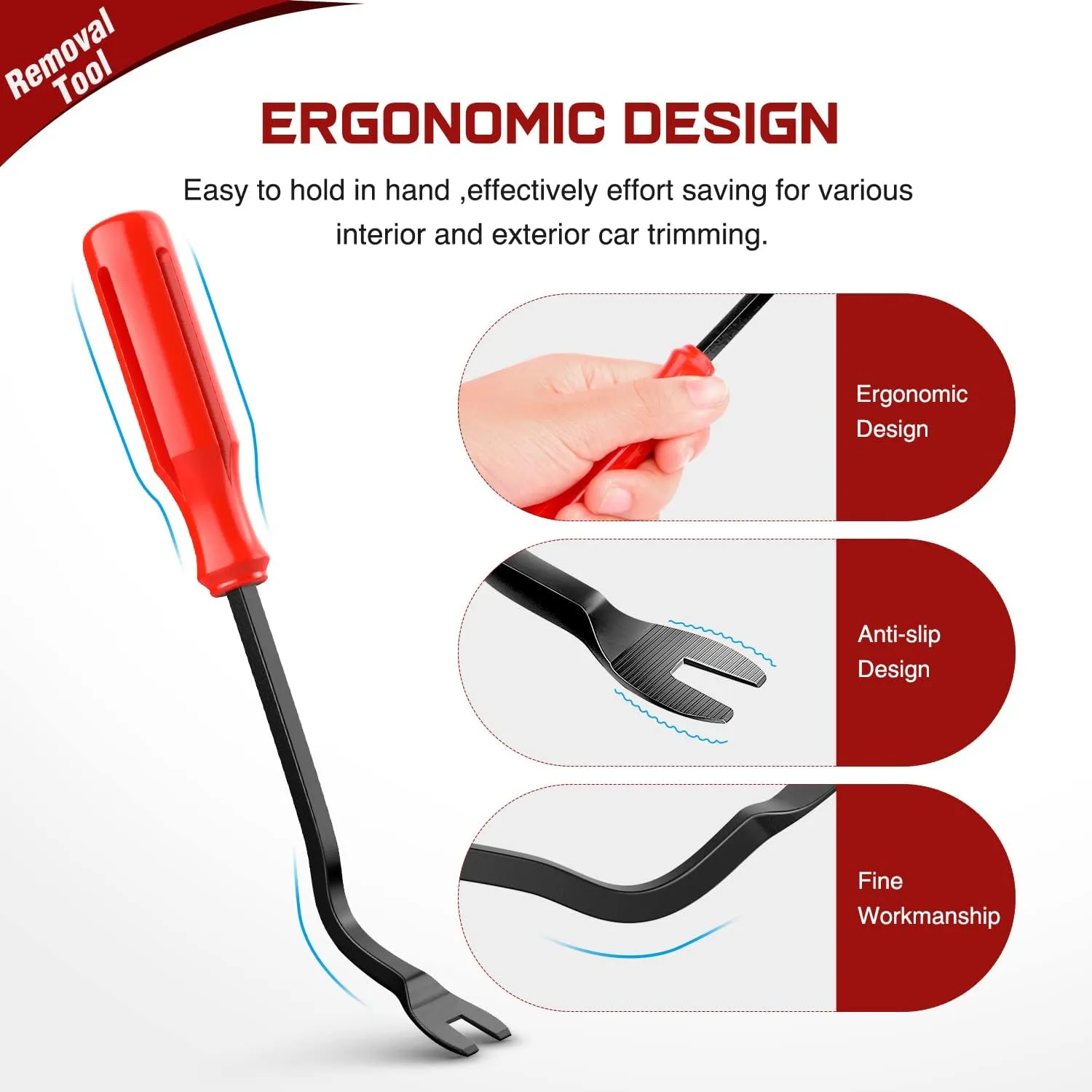 8 Pcs Auto Trim Removal Tool Set Red