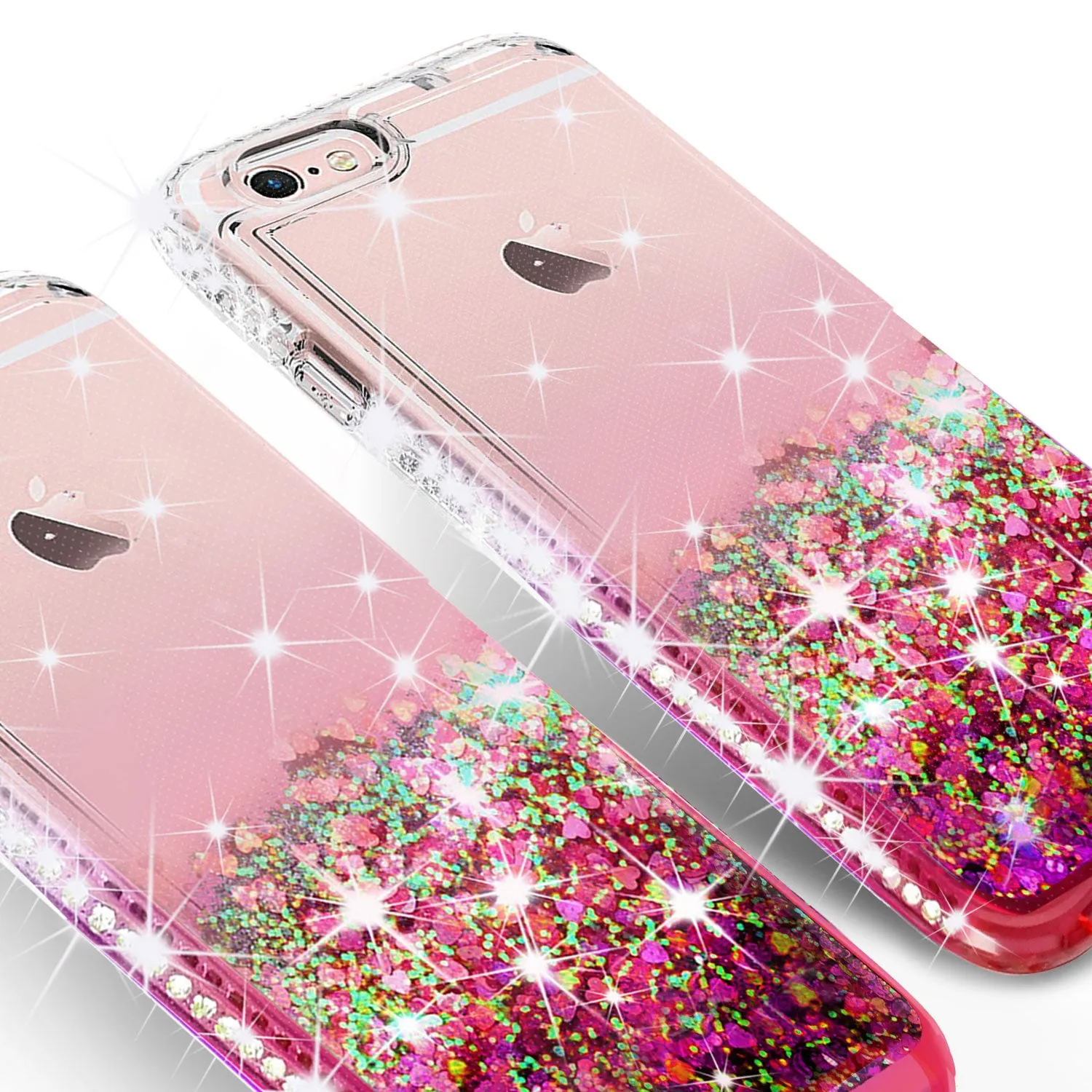 Apple iPhone 7 Plus Case Liquid Glitter Phone Case Waterfall Floating Quicksand Bling Sparkle Cute Protective Girls Women Cover for iPhone 7 Plus - Hot Pink