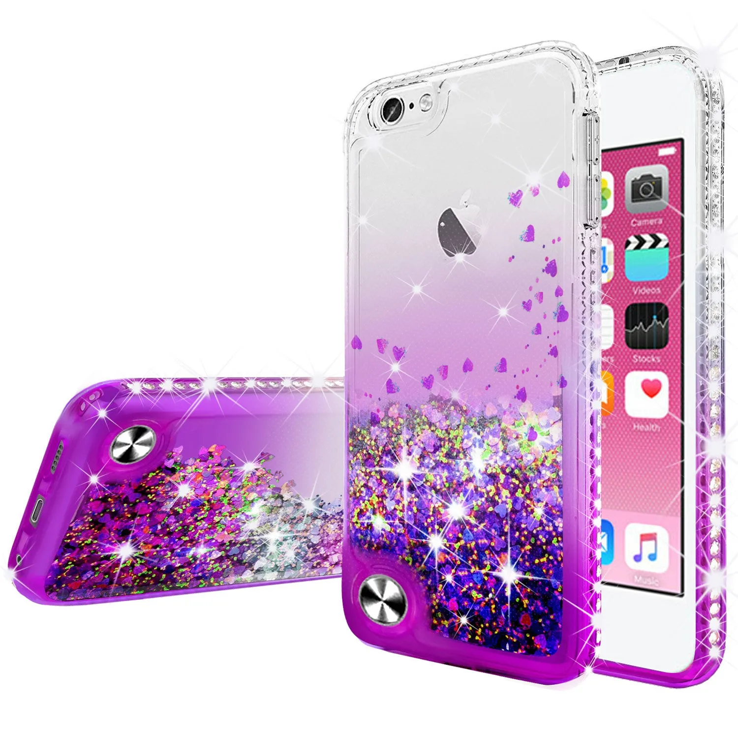 Apple iPod Touch 6, iPod Touch 5 Case Liquid Glitter Phone Case Waterfall Floating Quicksand Bling Sparkle Cute Protective Girls Women Cover for iPod Touch 6/iPod Touch 5 - Purple