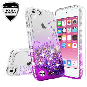 Apple iPod Touch 6, iPod Touch 5 Case Liquid Glitter Phone Case Waterfall Floating Quicksand Bling Sparkle Cute Protective Girls Women Cover for iPod Touch 6/iPod Touch 5 - Purple