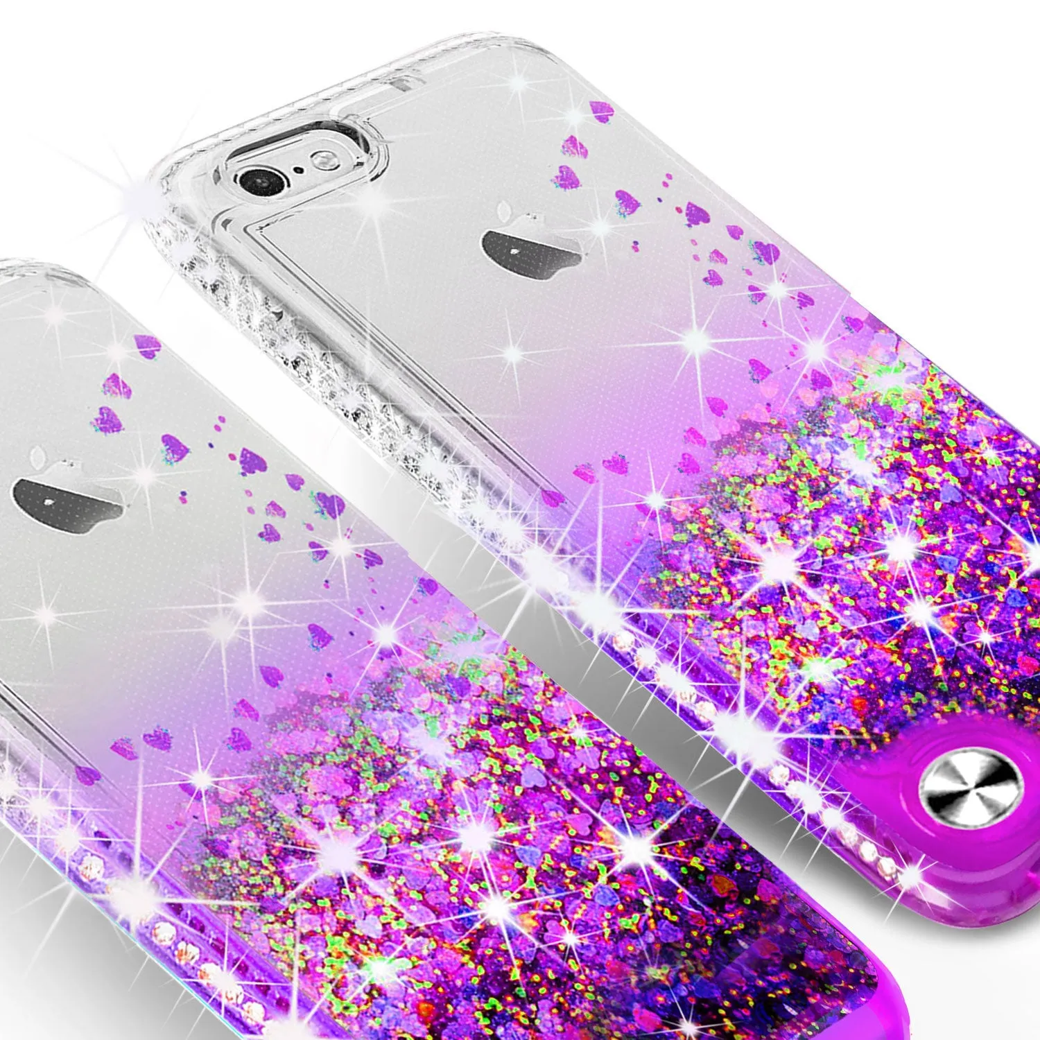 Apple iPod Touch 6, iPod Touch 5 Case Liquid Glitter Phone Case Waterfall Floating Quicksand Bling Sparkle Cute Protective Girls Women Cover for iPod Touch 6/iPod Touch 5 - Purple