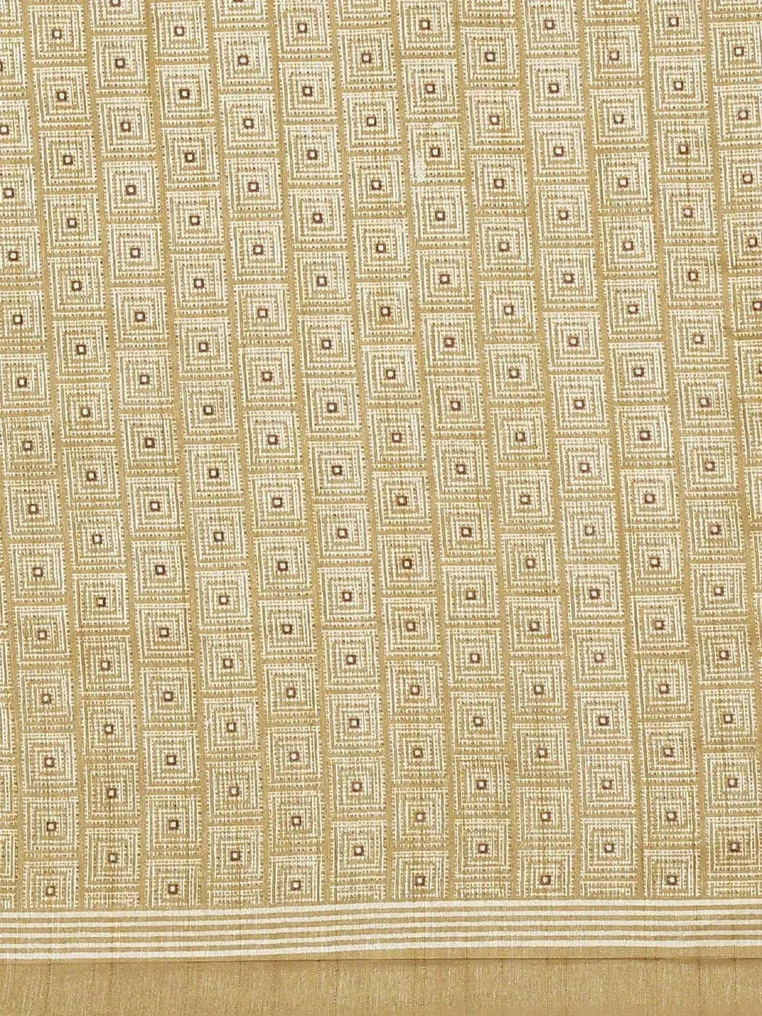 Beige Printed Cotton Silk Saree