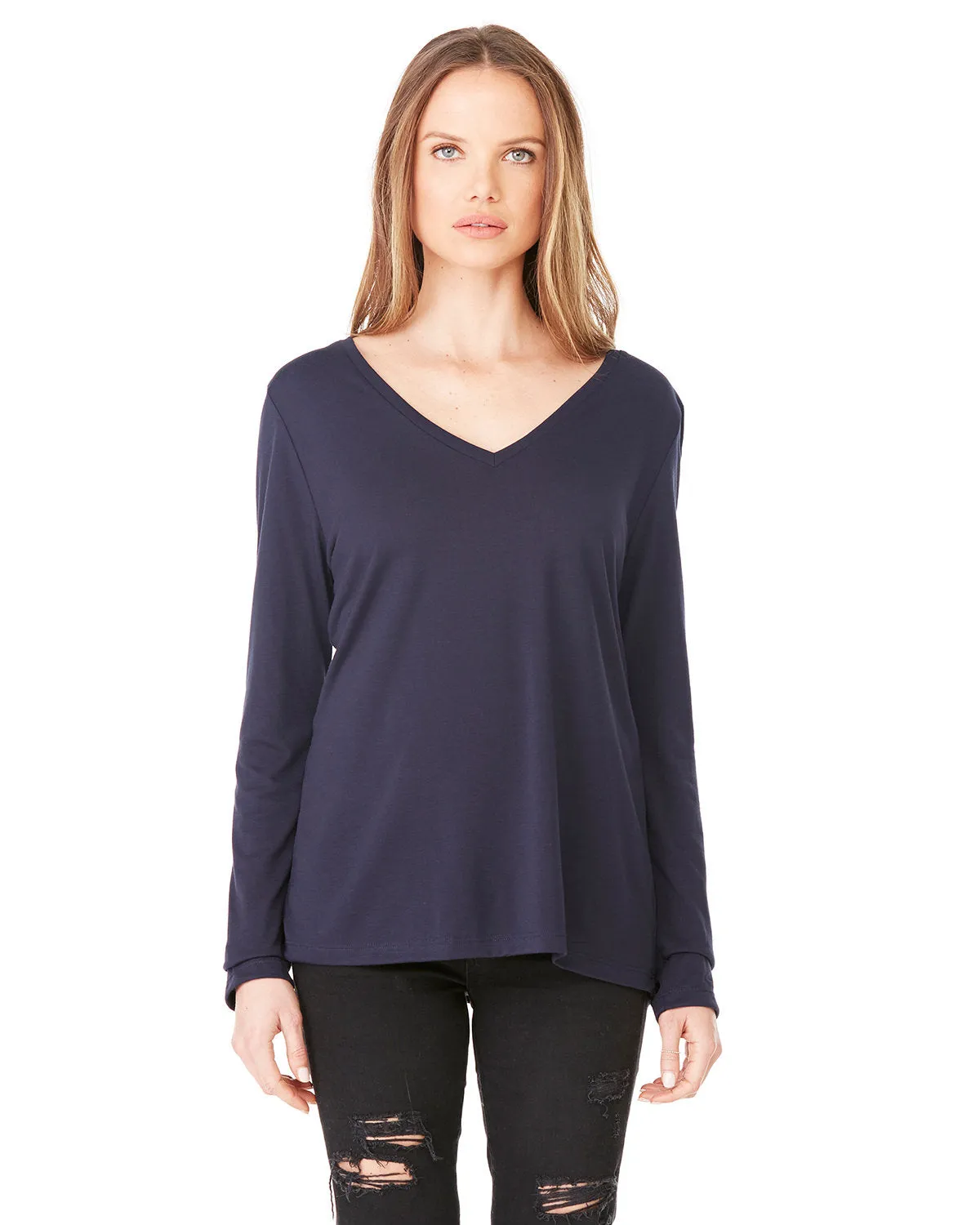 Bella   Canvas 8855 Ladies' Flowy Long-Sleeve V-Neck