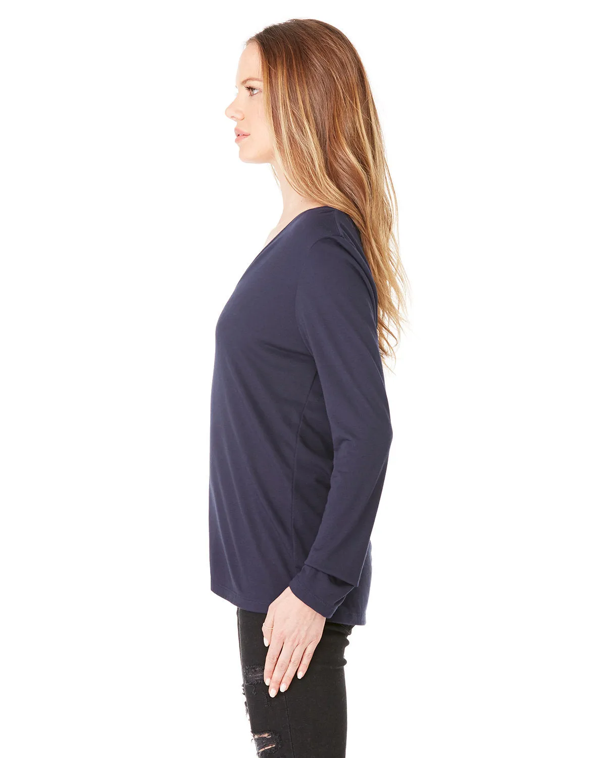 Bella   Canvas 8855 Ladies' Flowy Long-Sleeve V-Neck