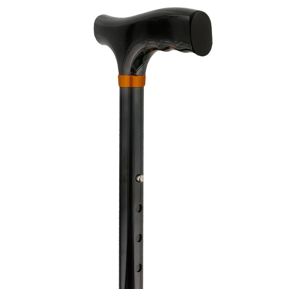 Black Adjustable Folding Cane with T Shape Handle