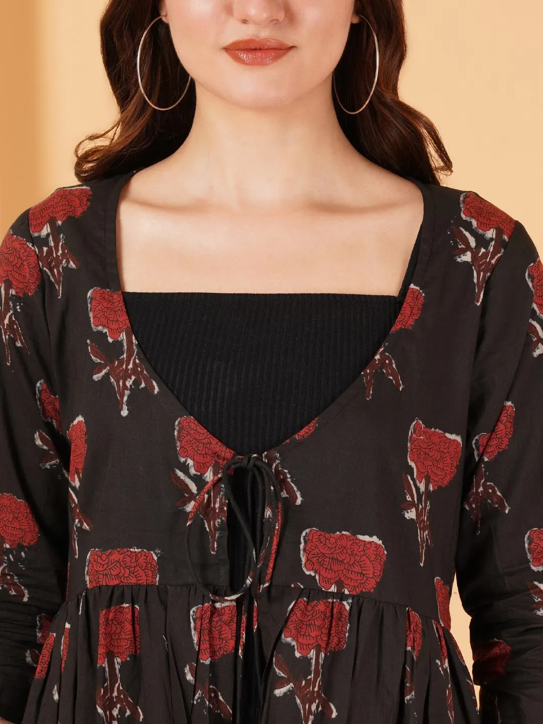 Black and Red Ethnic Shrug For Women
