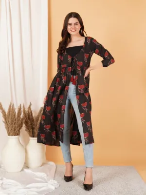 Black and Red Ethnic Shrug For Women