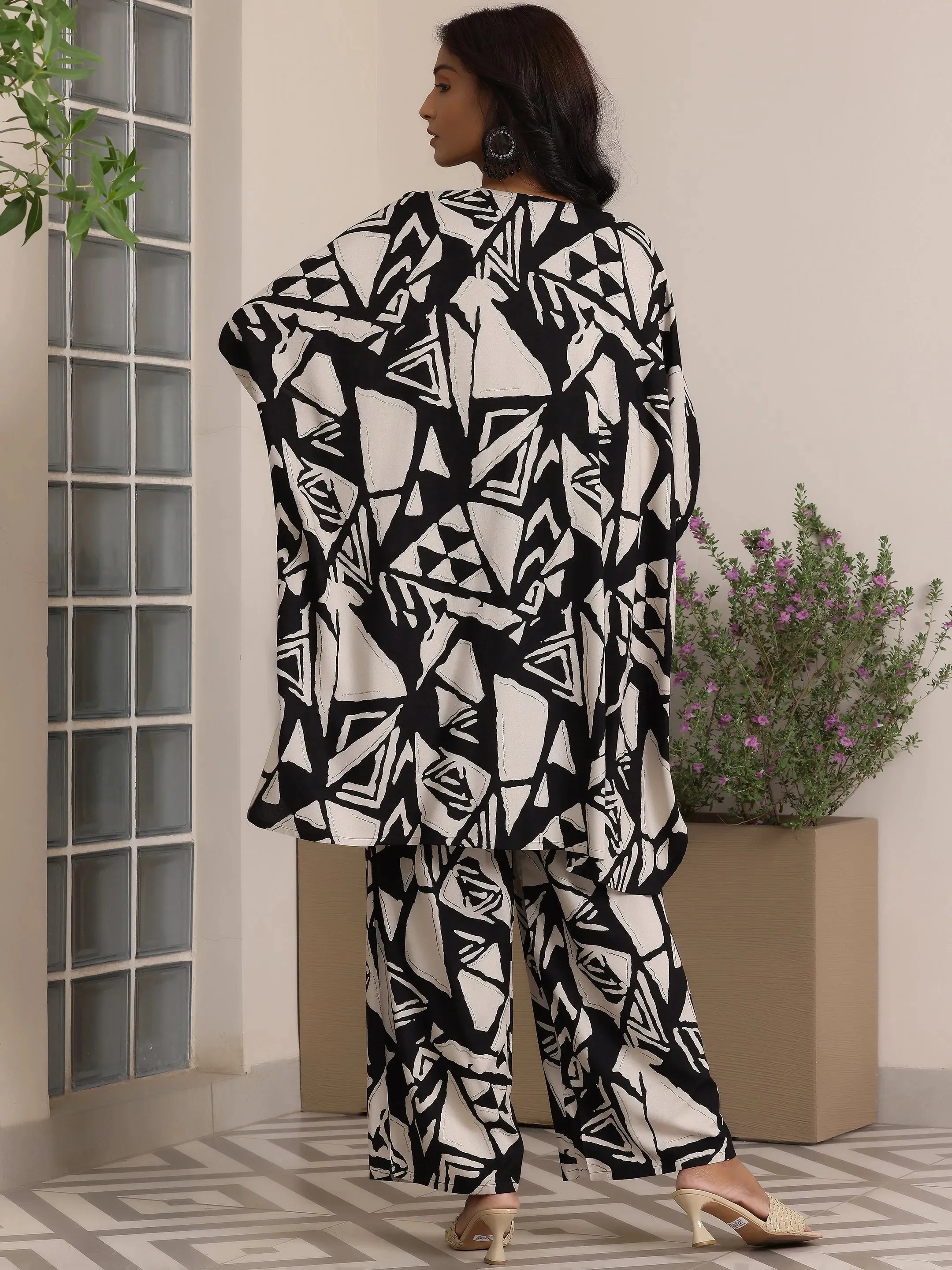 Black Printed Rayon Co-Ords