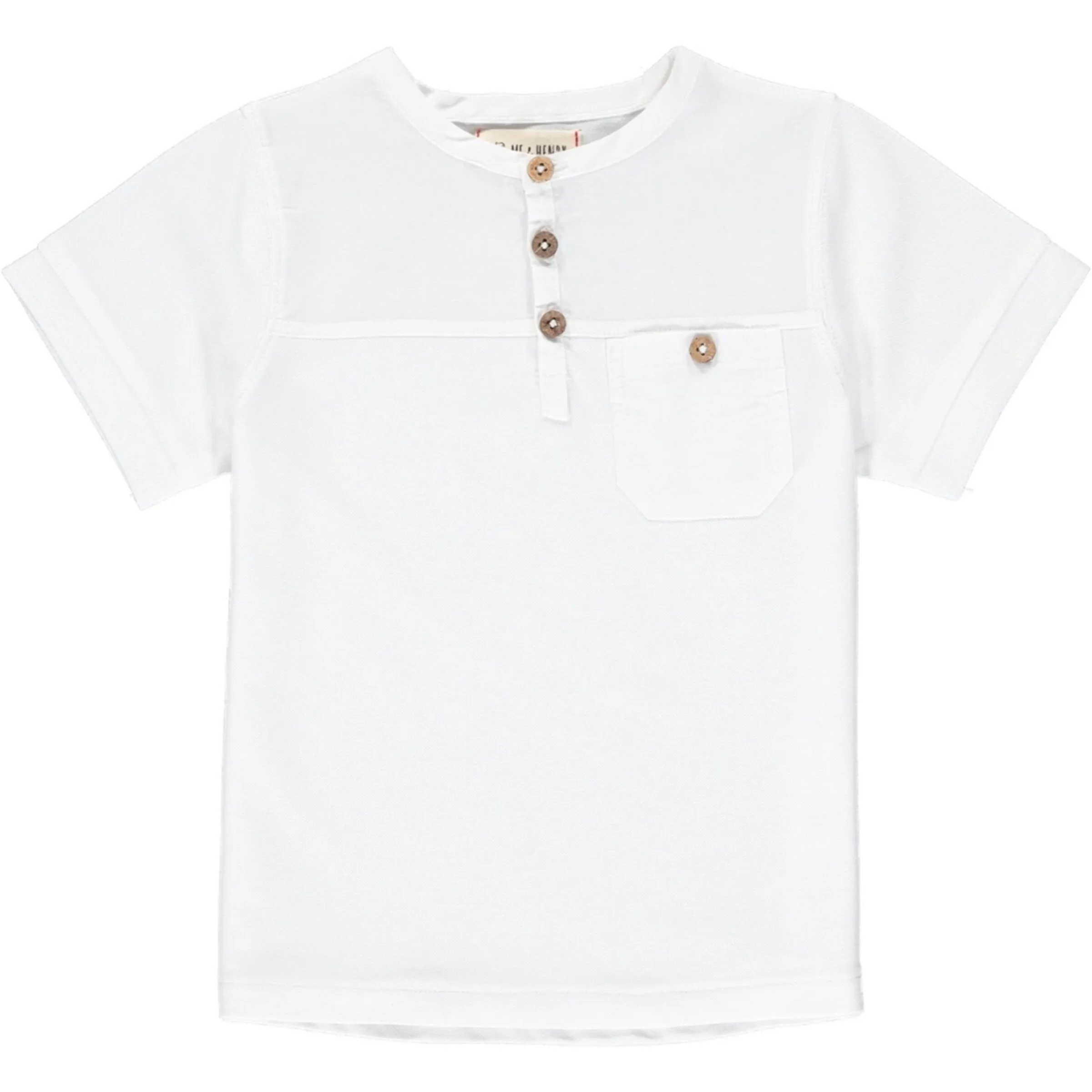 Boys Boardwalk Pique Short Sleeve Henley | White | Me and henry
