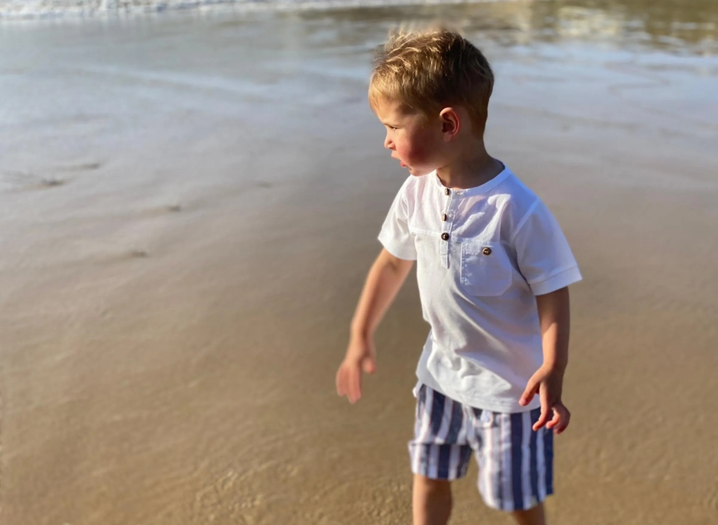 Boys Boardwalk Pique Short Sleeve Henley | White | Me and henry