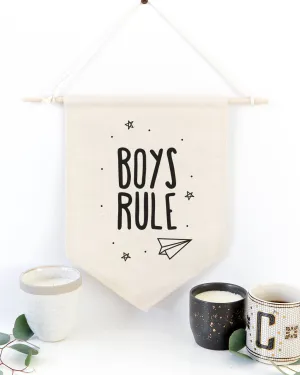 Boys Rule Hanging Wall Banner by The Cotton & Canvas Co.