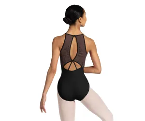 Cassia Halter Leotard with Floral Embroidery Back