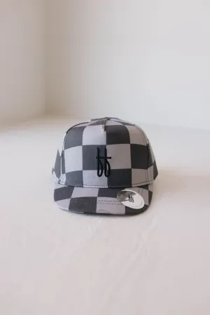 Children's Trucker Hat | Black   Grey Checker