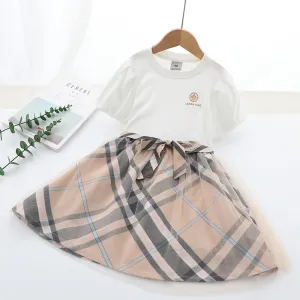 DUNNMALL  Girls Dress Children's Summer Clothing New Children Shirt Medium and Large Children's Dress Children Shirt Cartoon Princess Dress Short Sleeve Children Dress