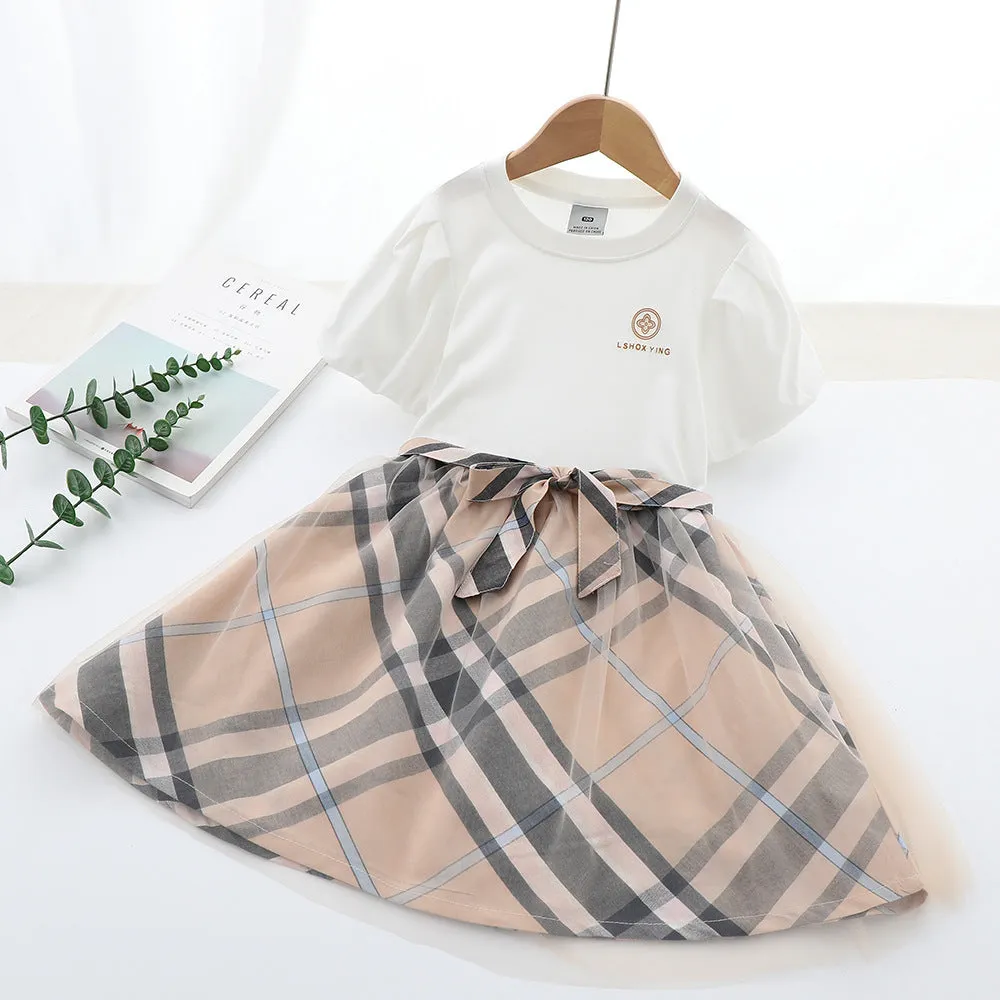 DUNNMALL  Girls Dress Children's Summer Clothing New Children Shirt Medium and Large Children's Dress Children Shirt Cartoon Princess Dress Short Sleeve Children Dress