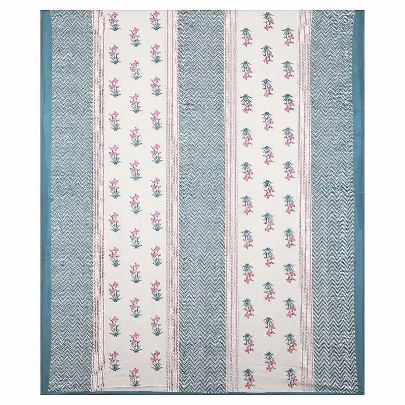 Ethnic Lakeerein Printed Bedsheet - Blue