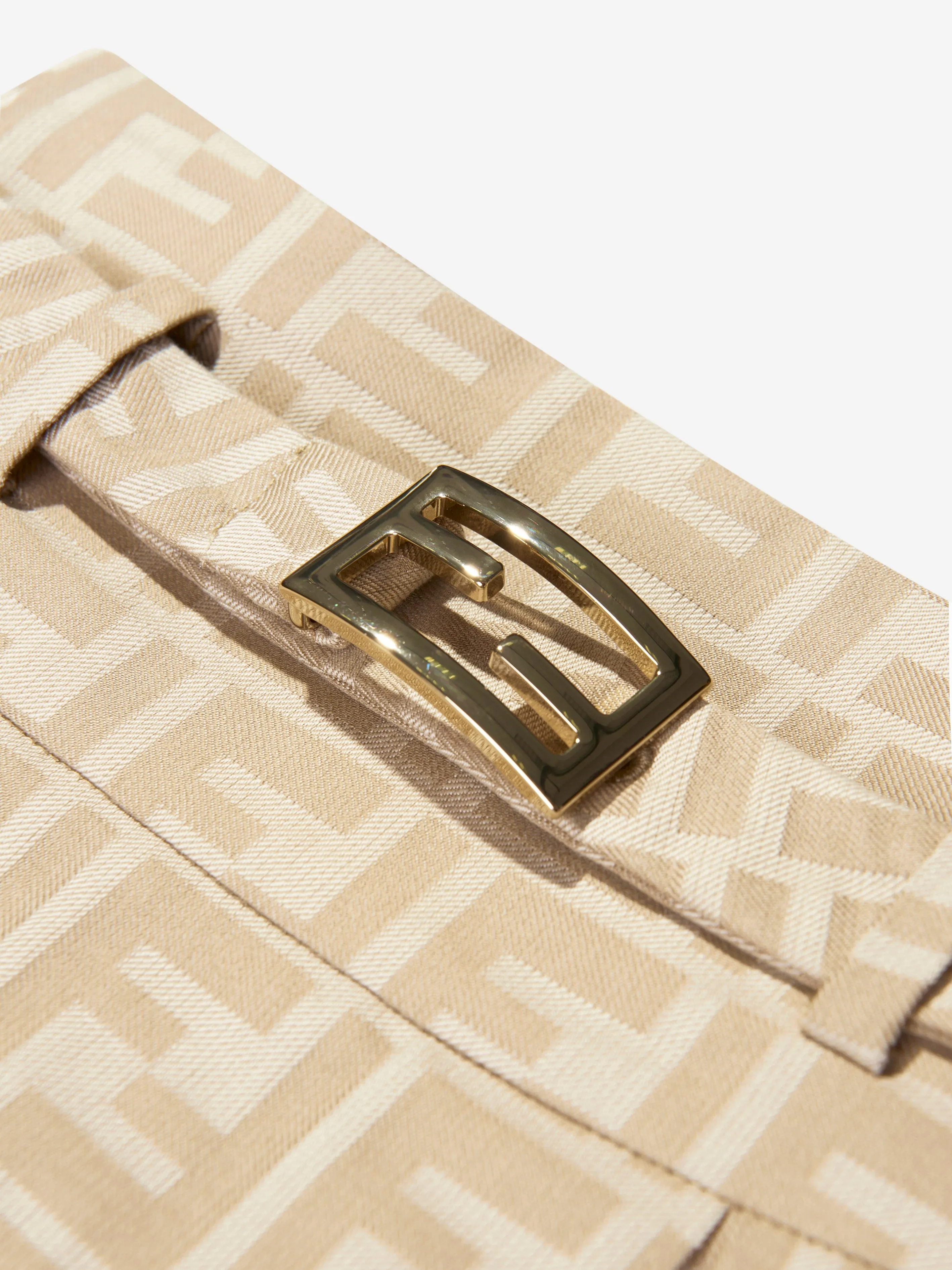 Fendi Girls FF Logo Buckle Skirt in Beige