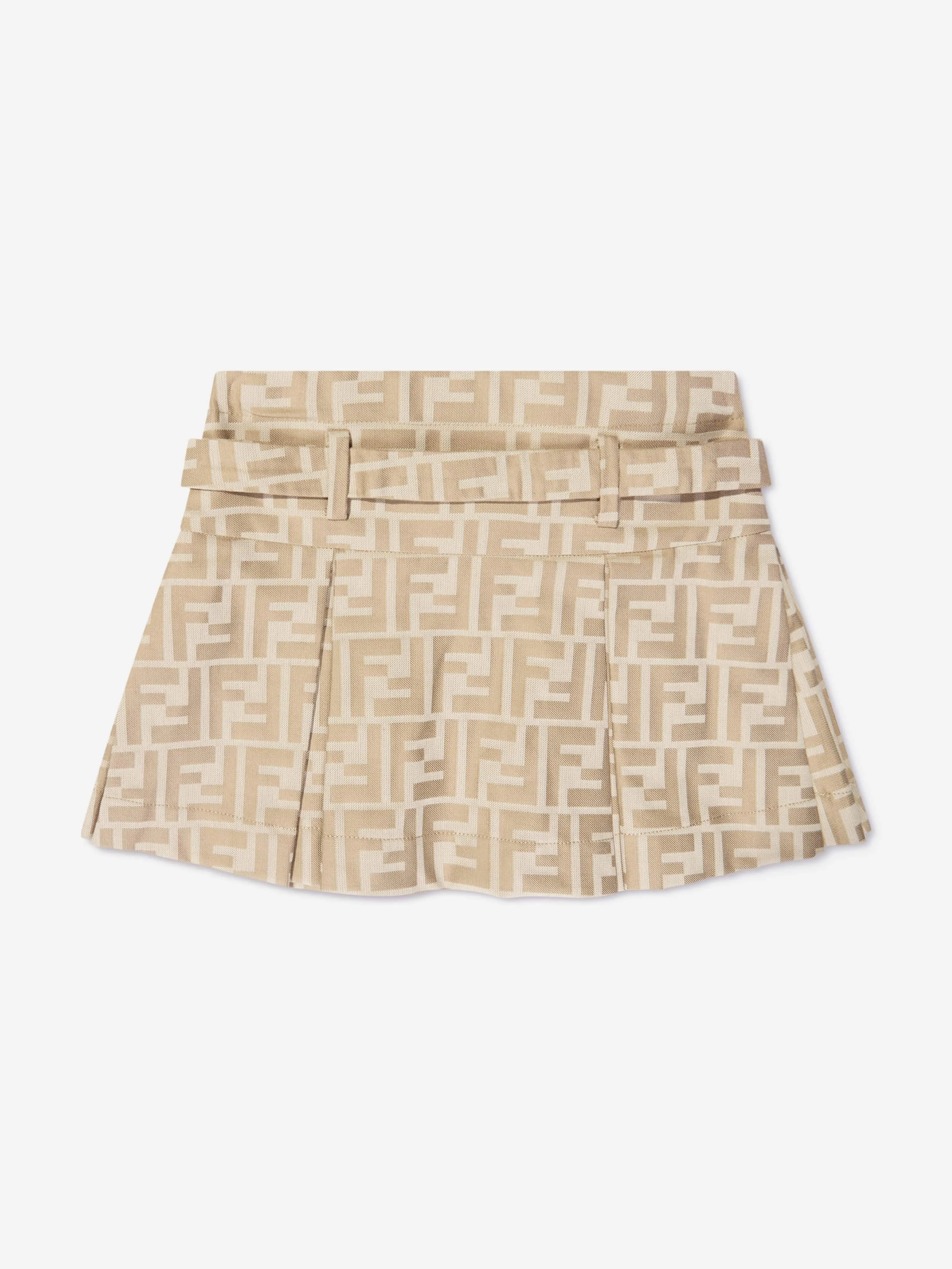 Fendi Girls FF Logo Buckle Skirt in Beige