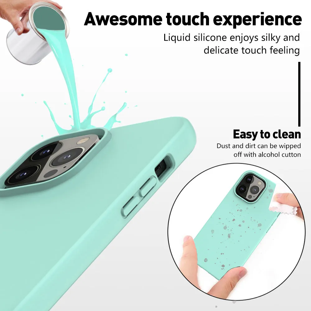 For Apple iPhone 12 Pro Max Case with Built-in Screen Protector,Rugged PC Front Cover   Soft TPU Non-Slip Cover, Shockproof Full-Body Protective Case Cover - Teal