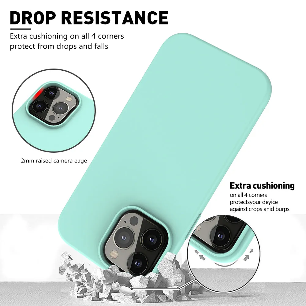 For Apple iPhone 12 Pro Max Case with Built-in Screen Protector,Rugged PC Front Cover   Soft TPU Non-Slip Cover, Shockproof Full-Body Protective Case Cover - Teal