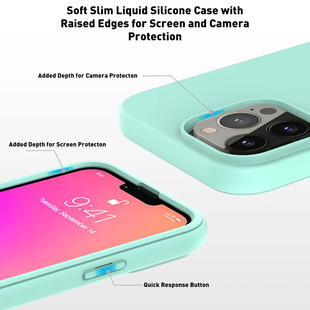 For Apple iPhone 12 Pro Max Case with Built-in Screen Protector,Rugged PC Front Cover   Soft TPU Non-Slip Cover, Shockproof Full-Body Protective Case Cover - Teal