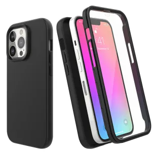 For Apple iPhone 13 Case with Built-in Screen Protector,Rugged PC Front Cover   Soft TPU Non-Slip Cover, Shockproof Full-Body Protective Case Cover - Black
