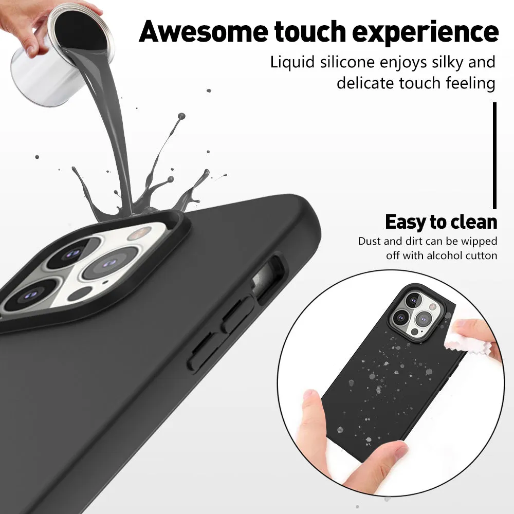 For Apple iPhone 13 Case with Built-in Screen Protector,Rugged PC Front Cover   Soft TPU Non-Slip Cover, Shockproof Full-Body Protective Case Cover - Black