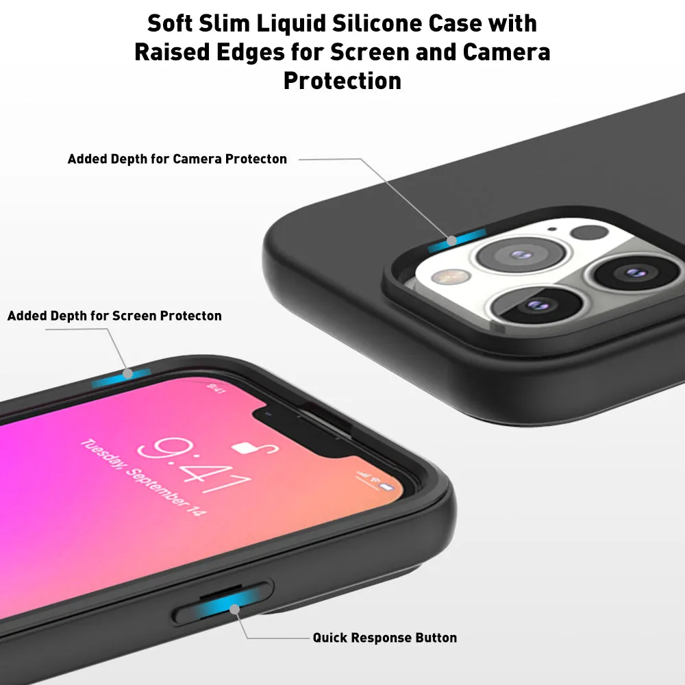 For Apple iPhone 13 Case with Built-in Screen Protector,Rugged PC Front Cover   Soft TPU Non-Slip Cover, Shockproof Full-Body Protective Case Cover - Black