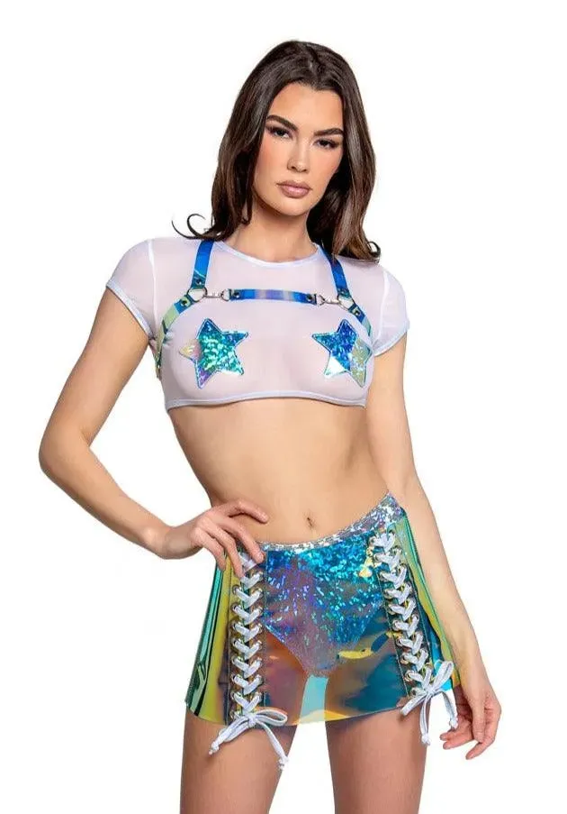 FR123 - Lace-Up Vinyl Skirt