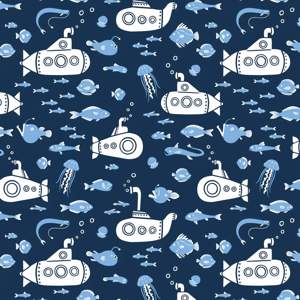 French Terry Blanket, Submarines Navy & Blue