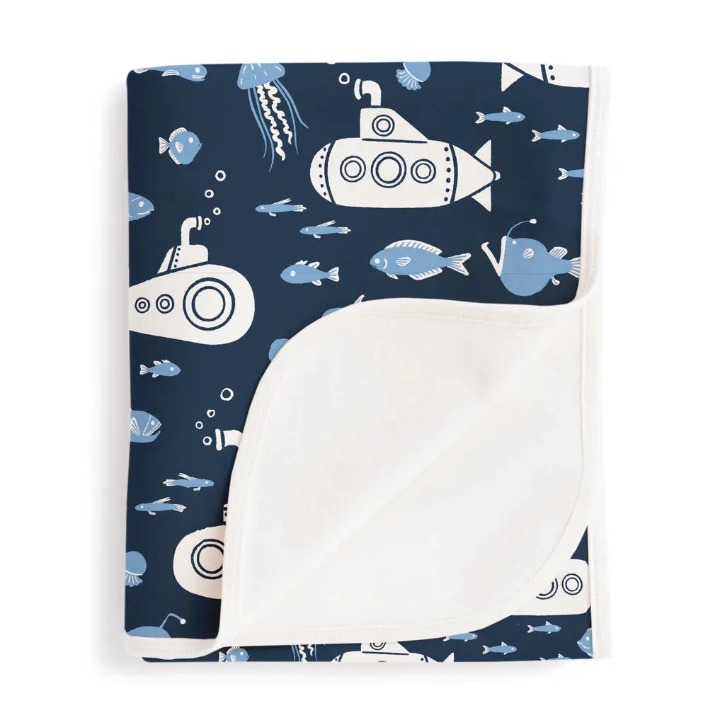 French Terry Blanket, Submarines Navy & Blue