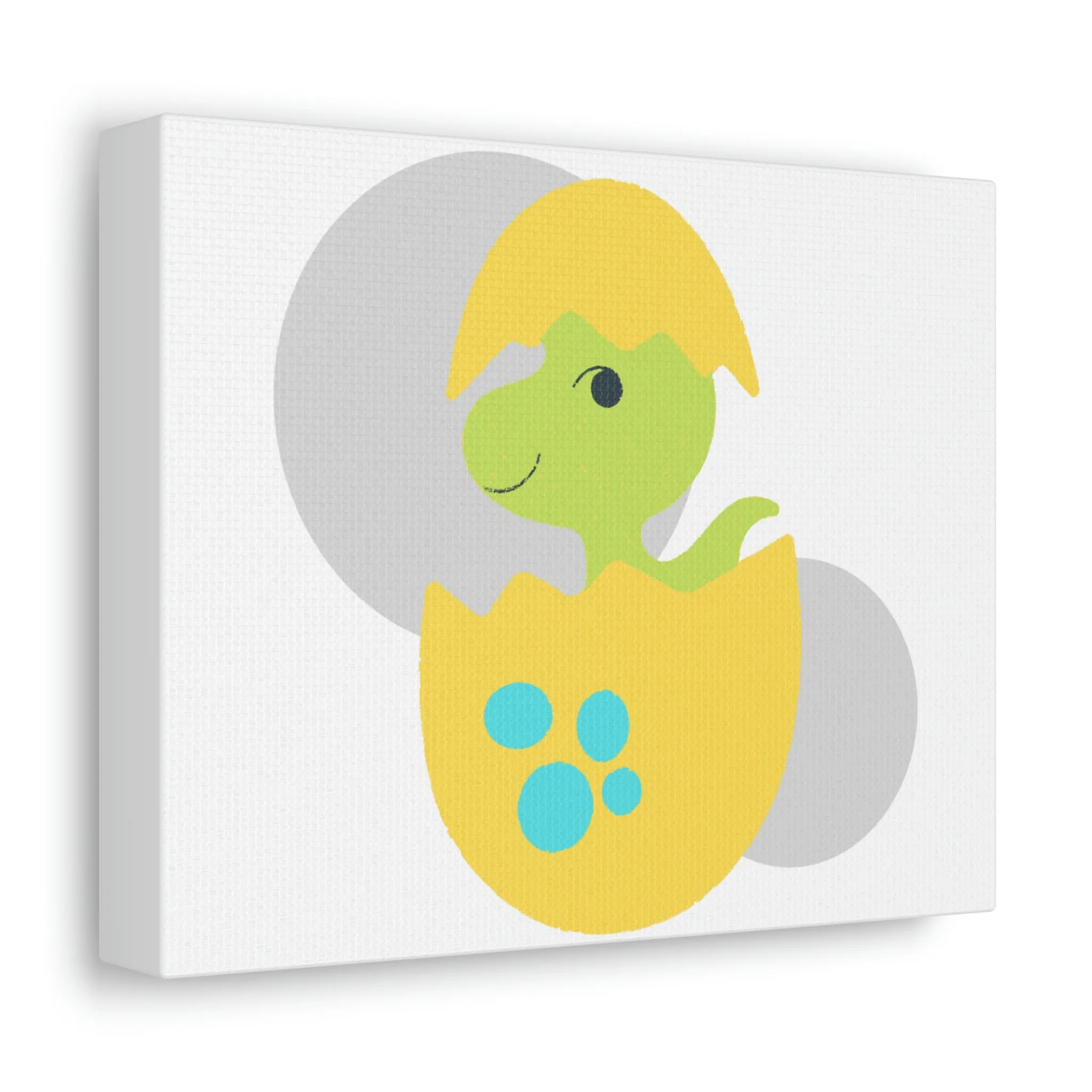 Green and Yellow Dinosaur Egg Stretched Canvas
