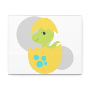 Green and Yellow Dinosaur Egg Stretched Canvas