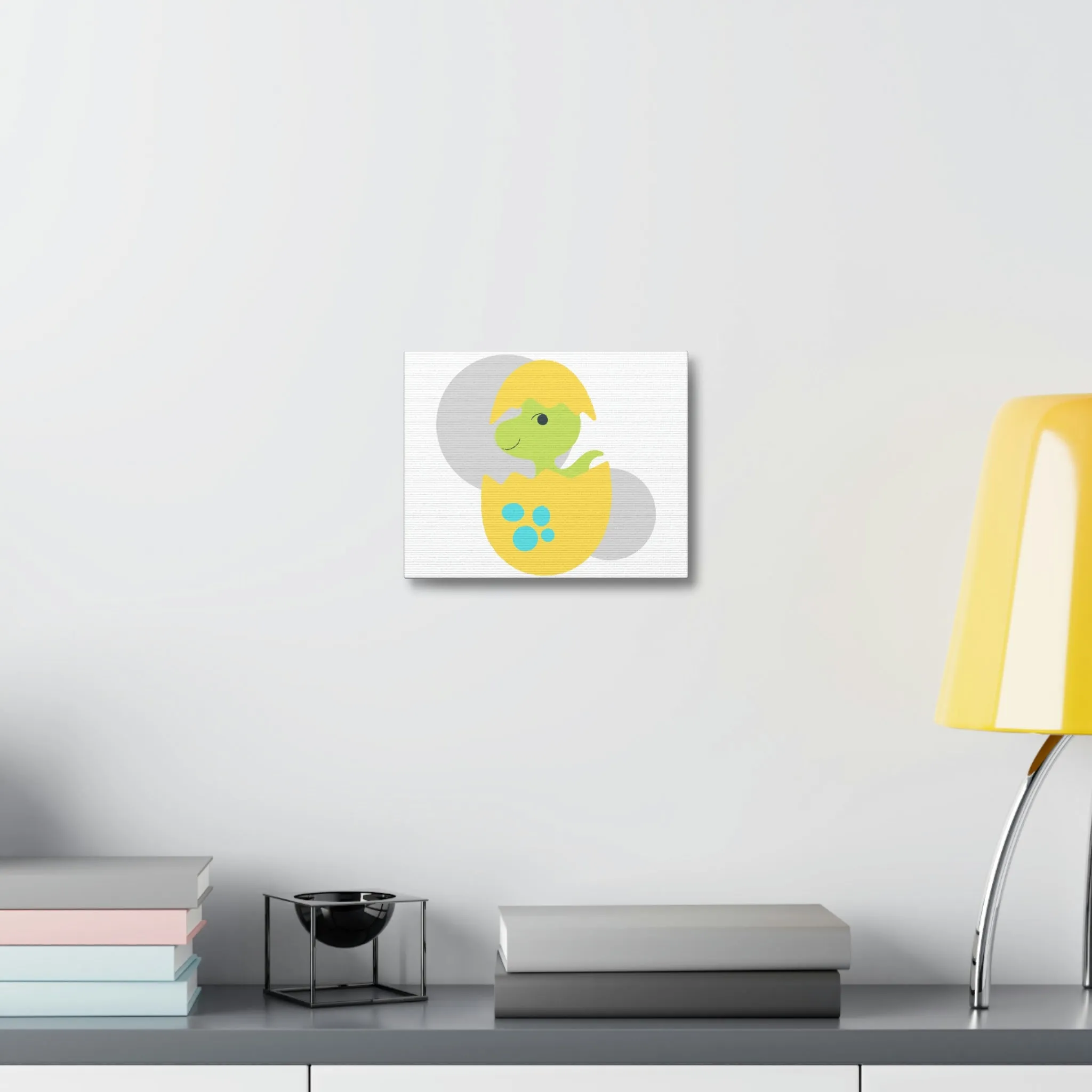 Green and Yellow Dinosaur Egg Stretched Canvas