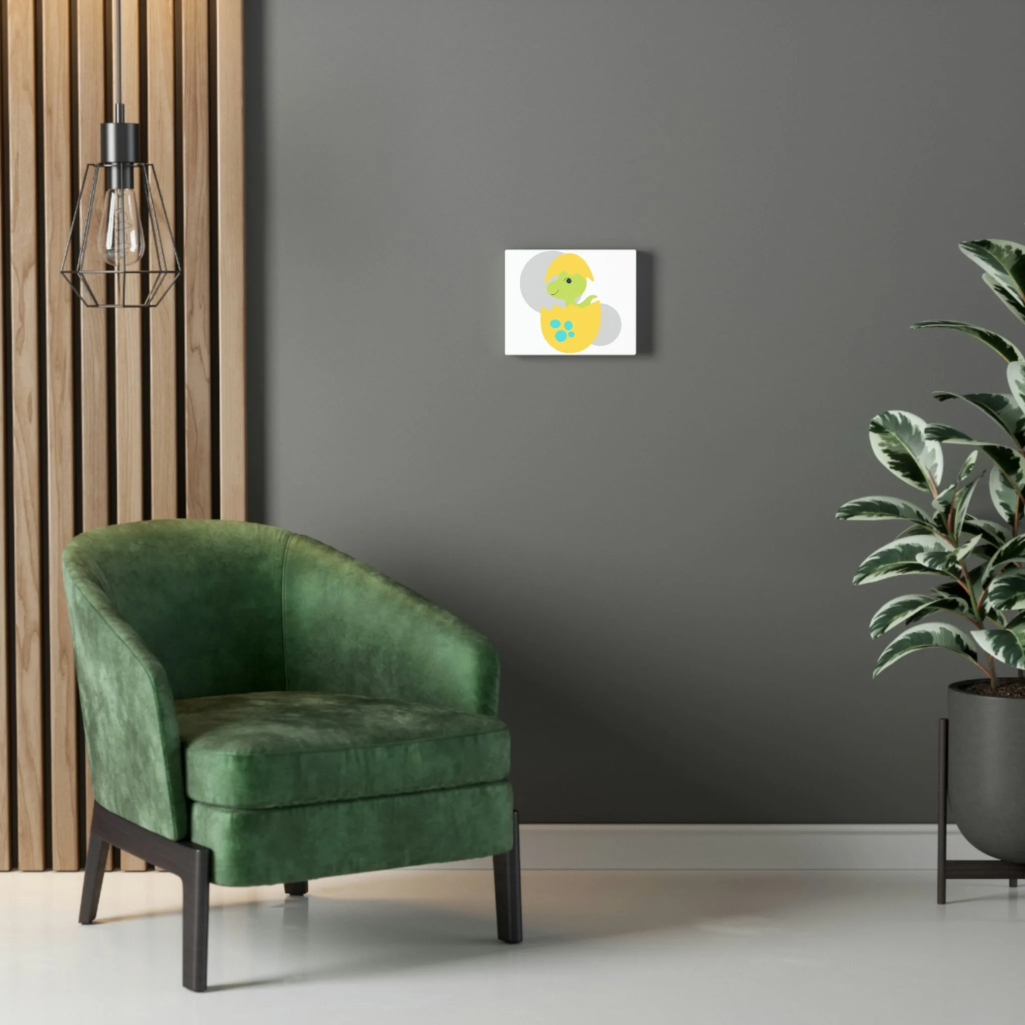 Green and Yellow Dinosaur Egg Stretched Canvas