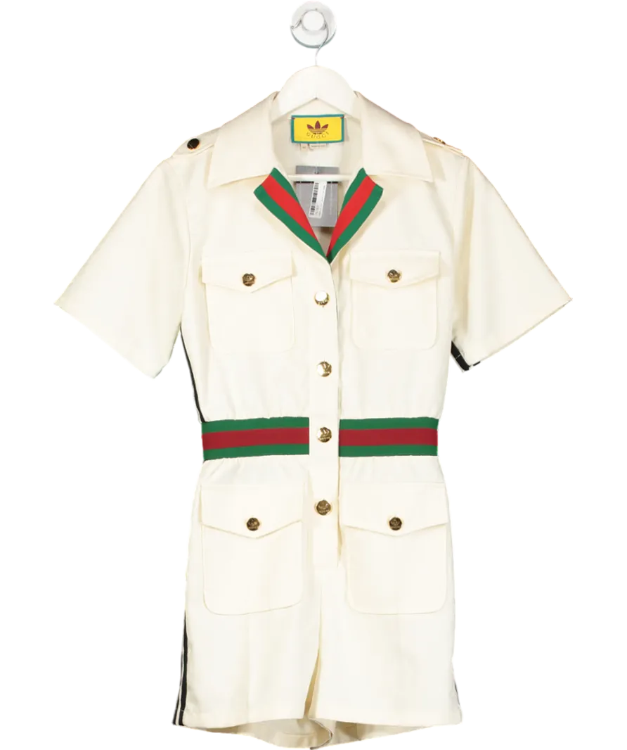 Gucci X Adidas Short Jacquard logo Jumpsuit In White UK S