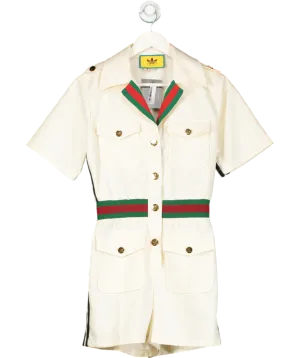 Gucci X Adidas Short Jacquard logo Jumpsuit In White UK S