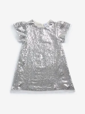 HOP Kids Silver Sequined A-Line Dress
