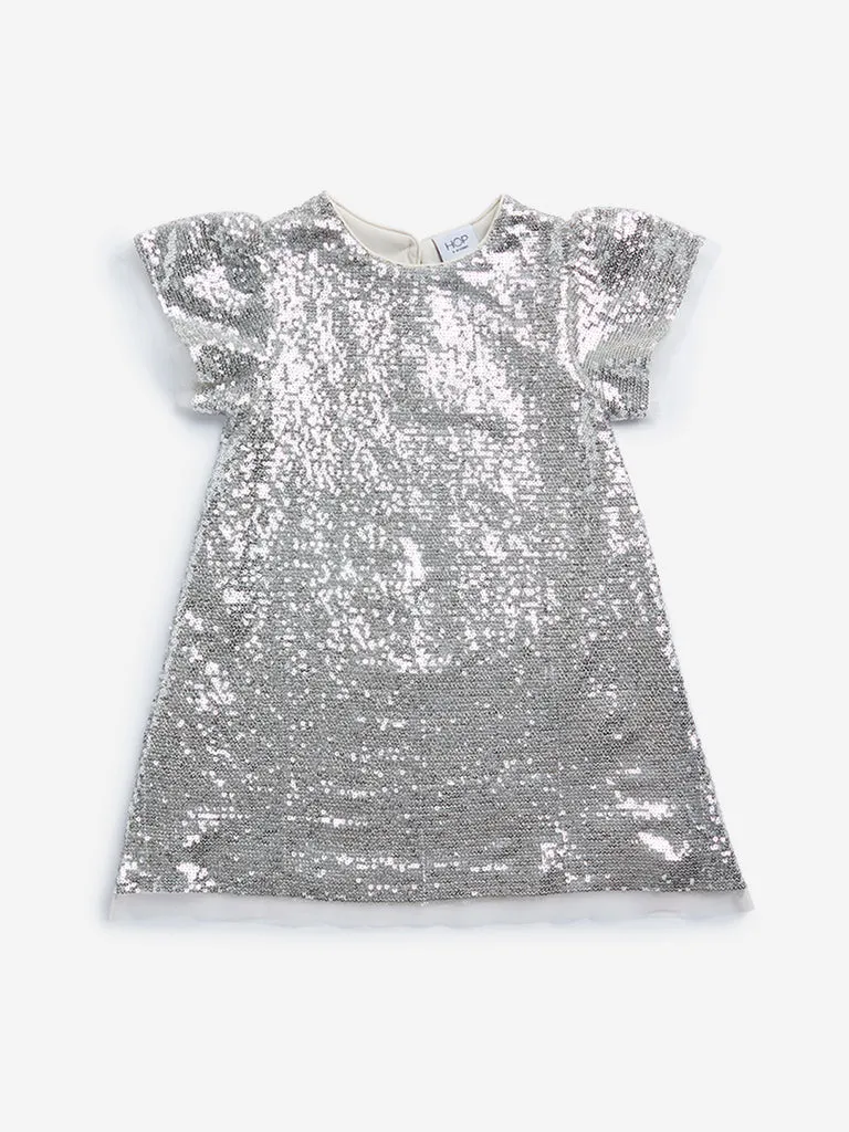 HOP Kids Silver Sequined A-Line Dress