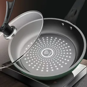 kkboxly 9.5-Inch Premium Non-Stick Cast Iron Skillet with Mirror Satin Finish, Thick Base, and Green Handle - Dishwasher Safe, Compatible with Smooth Surface Non-Induction Stovetops for Cooking Eggs, Steak, Pancakes