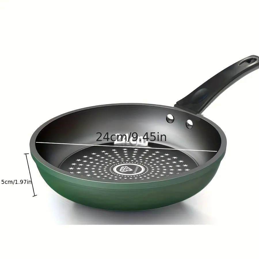 kkboxly 9.5-Inch Premium Non-Stick Cast Iron Skillet with Mirror Satin Finish, Thick Base, and Green Handle - Dishwasher Safe, Compatible with Smooth Surface Non-Induction Stovetops for Cooking Eggs, Steak, Pancakes