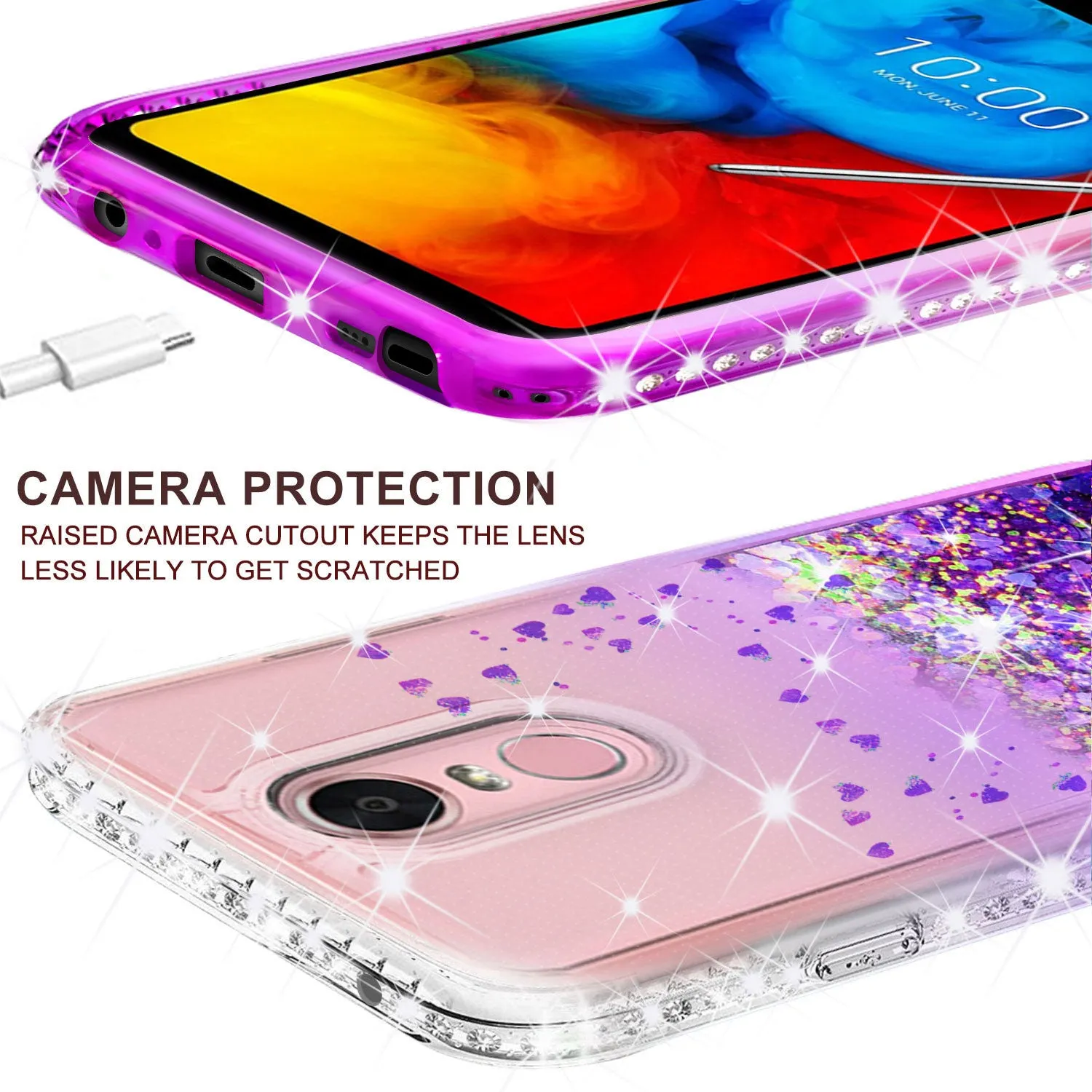LG Prime 2 Case,Aristo 4 /Aristo 4 Plus Liquid Glitter Phone Case Waterfall Floating Quicksand Bling Sparkle Cute Protective Girls Women Cover for LG Prime 2/Aristo 4 /Aristo 4 Plus - Purple
