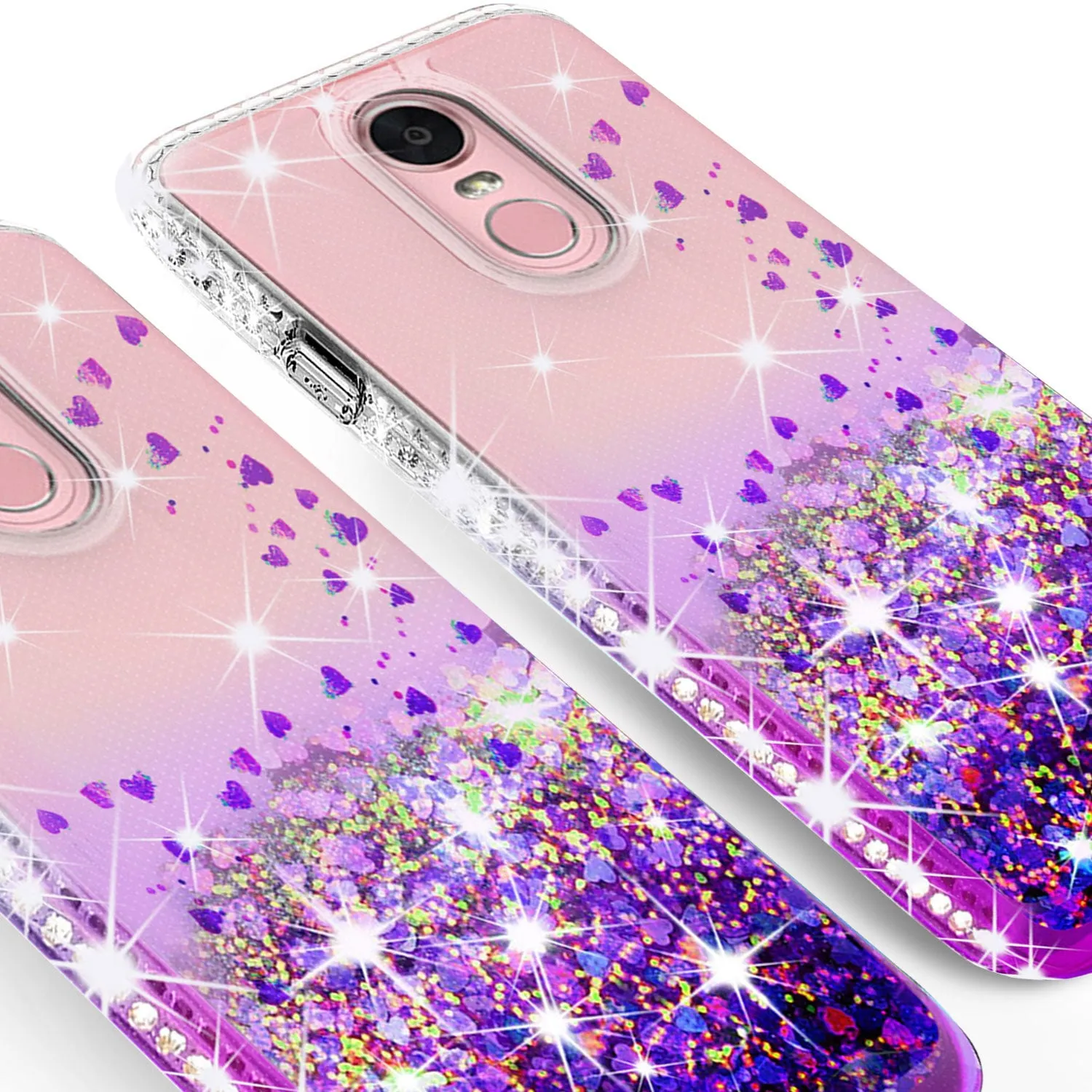 LG Prime 2 Case,Aristo 4 /Aristo 4 Plus Liquid Glitter Phone Case Waterfall Floating Quicksand Bling Sparkle Cute Protective Girls Women Cover for LG Prime 2/Aristo 4 /Aristo 4 Plus - Purple