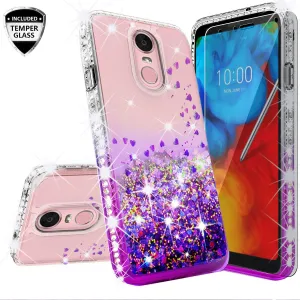 LG Prime 2 Case,Aristo 4 /Aristo 4 Plus Liquid Glitter Phone Case Waterfall Floating Quicksand Bling Sparkle Cute Protective Girls Women Cover for LG Prime 2/Aristo 4 /Aristo 4 Plus - Purple