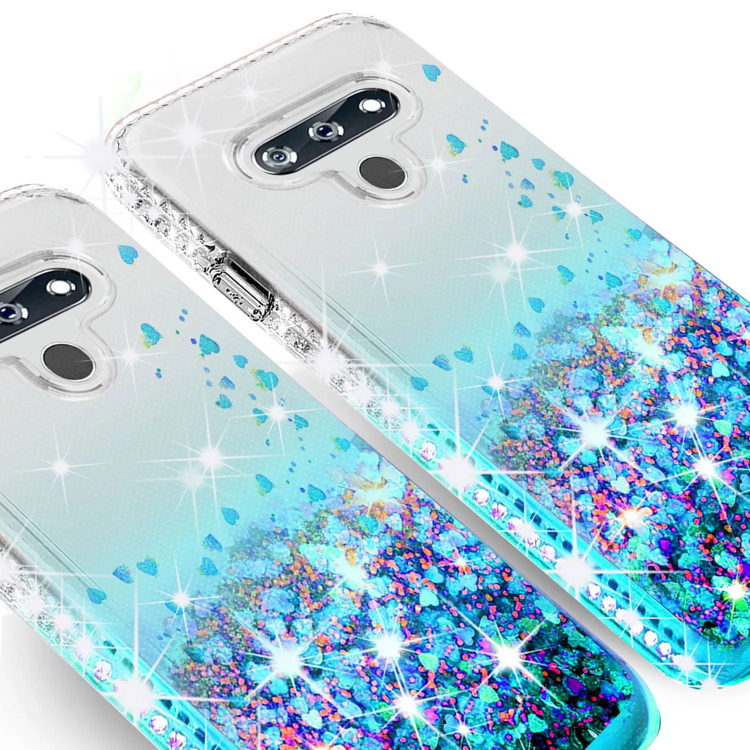 LG Stylo 6 Case Liquid Glitter Phone Case Waterfall Floating Quicksand Bling Sparkle Cute Protective Girls Women Cover for LG Stylo 6 W/Temper Glass- Teal